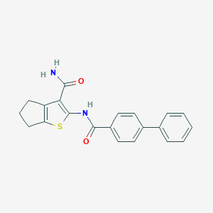 molecular formula C21H18N2O2S B246039 2-[(biphenyl-4-ylcarbonyl)amino]-5,6-dihydro-4H-cyclopenta[b]thiophene-3-carboxamide 