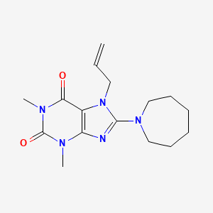molecular formula C16H23N5O2 B2460400 8-(Azepan-1-yl)-1,3-dimethyl-7-prop-2-enylpurine-2,6-dione CAS No. 377062-16-3