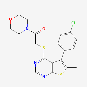 molecular formula C19H18ClN3O2S2 B2460432 2-((5-(4-Chlorophenyl)-6-methylthieno[2,3-d]pyrimidin-4-yl)thio)-1-morpholinoethanone CAS No. 690645-16-0