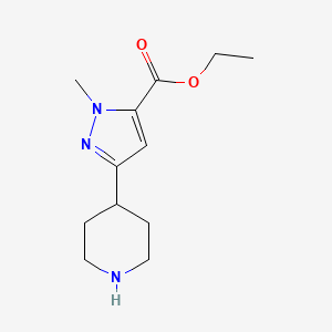 molecular formula C12H19N3O2 B2460434 Ethyl 2-methyl-5-piperidin-4-ylpyrazole-3-carboxylate CAS No. 2248417-73-2