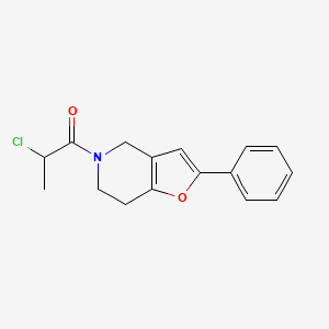 molecular formula C16H16ClNO2 B2460436 2-Chloro-1-(2-phenyl-6,7-dihydro-4H-furo[3,2-c]pyridin-5-yl)propan-1-one CAS No. 2411279-98-4