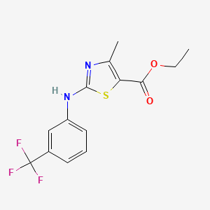 molecular formula C14H13F3N2O2S B2460437 Ethyl 4-methyl-2-{[3-(trifluoromethyl)phenyl]amino}-1,3-thiazole-5-carboxylate CAS No. 929561-71-7
