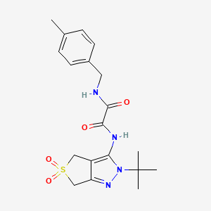 molecular formula C19H24N4O4S B2460439 N1-(2-(叔丁基)-5,5-二氧化-4,6-二氢-2H-噻吩并[3,4-c]吡唑-3-基)-N2-(4-甲基苄基)草酰胺 CAS No. 899945-00-7