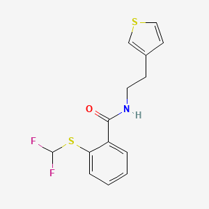 molecular formula C14H13F2NOS2 B2460441 2-((difluoromethyl)thio)-N-(2-(thiophen-3-yl)ethyl)benzamide CAS No. 1797295-59-0