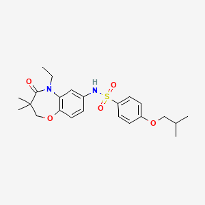 molecular formula C23H30N2O5S B2460442 N-(5-ethyl-3,3-dimethyl-4-oxo-2,3,4,5-tetrahydrobenzo[b][1,4]oxazepin-7-yl)-4-isobutoxybenzenesulfonamide CAS No. 922077-53-0