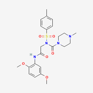 molecular formula C23H30N4O6S B2460447 N-(2-((2,5-dimethoxyphenyl)amino)-2-oxoethyl)-4-methyl-N-tosylpiperazine-1-carboxamide CAS No. 899991-35-6