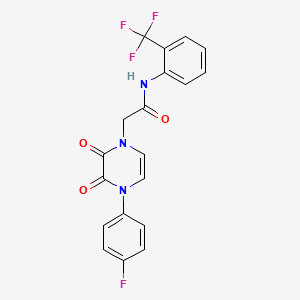 molecular formula C19H13F4N3O3 B2460449 2-(4-(4-fluorophenyl)-2,3-dioxo-3,4-dihydropyrazin-1(2H)-yl)-N-(2-(trifluoromethyl)phenyl)acetamide CAS No. 904523-70-2