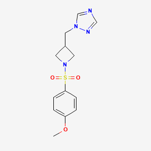 molecular formula C13H16N4O3S B2460450 1-((1-((4-methoxyphenyl)sulfonyl)azetidin-3-yl)methyl)-1H-1,2,4-triazole CAS No. 2309774-75-0