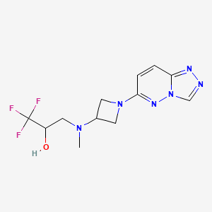 molecular formula C12H15F3N6O B2460451 1,1,1-Trifluoro-3-[methyl(1-{[1,2,4]triazolo[4,3-b]pyridazin-6-yl}azetidin-3-yl)amino]propan-2-ol CAS No. 2199936-20-2