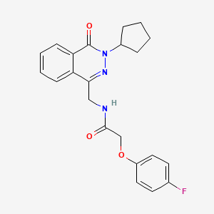 molecular formula C22H22FN3O3 B2460454 N-((3-环戊基-4-氧代-3,4-二氢酞嗪-1-基)甲基)-2-(4-氟苯氧基)乙酰胺 CAS No. 1421468-50-9