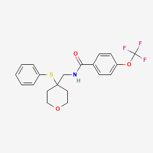 N-((4-(phenylthio)tetrahydro-2H-pyran-4-yl)methyl)-4-(trifluoromethoxy)benzamide