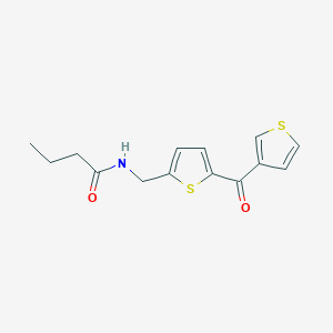 molecular formula C14H15NO2S2 B2460460 N-((5-(thiophene-3-carbonyl)thiophen-2-yl)methyl)butyramide CAS No. 1798022-54-4