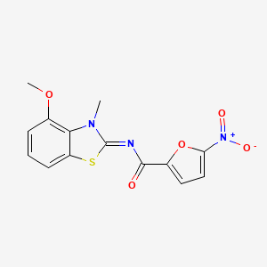 molecular formula C14H11N3O5S B2460464 N-(4-methoxy-3-methyl-1,3-benzothiazol-2-ylidene)-5-nitrofuran-2-carboxamide CAS No. 477511-93-6