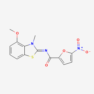 molecular formula C14H11N3O5S B2460464 (E)-5-硝基呋喃-2-甲酰胺-N-(4-甲氧基-3-甲基苯并[d]噻唑-2(3H)-亚基) CAS No. 477511-93-6