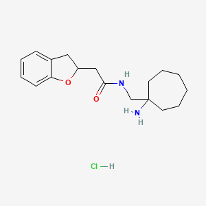 molecular formula C18H27ClN2O2 B2460467 N-[(1-Aminocycloheptyl)methyl]-2-(2,3-dihydro-1-benzofuran-2-yl)acetamide;hydrochloride CAS No. 2418679-07-7