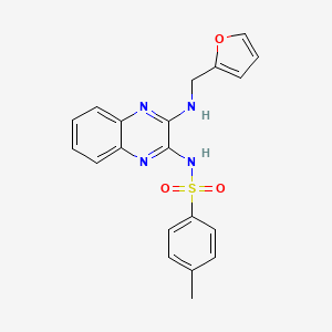 molecular formula C20H18N4O3S B2460471 N-{3-[(2-furylmethyl)amino]-2-quinoxalinyl}-4-methylbenzenesulfonamide CAS No. 585555-19-7