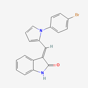 molecular formula C19H13BrN2O B2460473 3-{(E)-[1-(4-bromophenyl)-1H-pyrrol-2-yl]methylidene}-1,3-dihydro-2H-indol-2-one CAS No. 691873-19-5