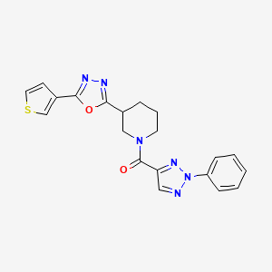 molecular formula C20H18N6O2S B2460475 (2-phenyl-2H-1,2,3-triazol-4-yl)(3-(5-(thiophen-3-yl)-1,3,4-oxadiazol-2-yl)piperidin-1-yl)methanone CAS No. 1797956-73-0