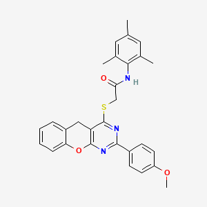 N-mesityl-2-((2-(4-methoxyphenyl)-5H-chromeno[2,3-d]pyrimidin-4-yl)thio)acetamide