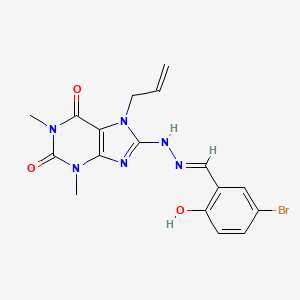 molecular formula C17H17BrN6O3 B2460487 (E)-7-allyl-8-(2-(5-bromo-2-hydroxybenzylidene)hydrazinyl)-1,3-dimethyl-1H-purine-2,6(3H,7H)-dione CAS No. 377053-22-0
