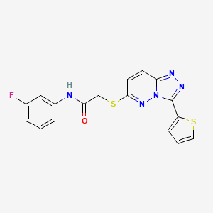 molecular formula C17H12FN5OS2 B2460498 N-(3-fluorophenyl)-2-[(3-thiophen-2-yl-[1,2,4]triazolo[4,3-b]pyridazin-6-yl)sulfanyl]acetamide CAS No. 868966-49-8