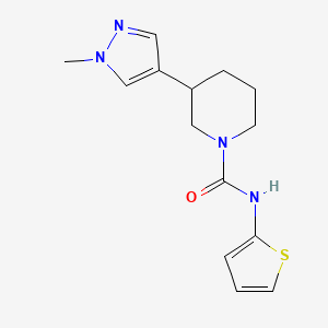 molecular formula C14H18N4OS B2460501 3-(1-Methylpyrazol-4-yl)-N-thiophen-2-ylpiperidine-1-carboxamide CAS No. 2320860-68-0
