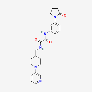 molecular formula C23H27N5O3 B2460504 N1-(3-(2-oxopyrrolidin-1-yl)phenyl)-N2-((1-(pyridin-3-yl)piperidin-4-yl)methyl)oxalamide CAS No. 2034470-20-5