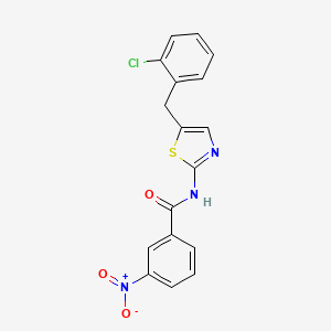 molecular formula C17H12ClN3O3S B2460507 N-{5-[(2-chlorophenyl)methyl]-1,3-thiazol-2-yl}-3-nitrobenzamide CAS No. 303791-95-9
