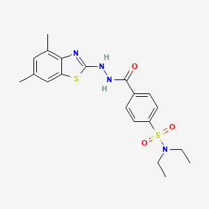 molecular formula C20H24N4O3S2 B2460509 4-(2-(4,6-ジメチルベンゾ[d]チアゾール-2-イル)ヒドラジンカルボニル)-N,N-ジエチルベンゼンスルホンアミド CAS No. 851980-73-9