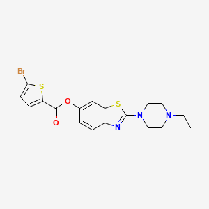molecular formula C18H18BrN3O2S2 B2460512 2-(4-Ethylpiperazin-1-yl)benzo[d]thiazol-6-yl 5-bromothiophene-2-carboxylate CAS No. 953001-96-2