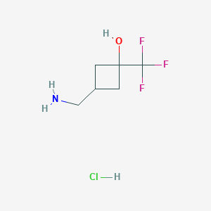molecular formula C6H11ClF3NO B2460514 3-(Aminomethyl)-1-(trifluoromethyl)cyclobutan-1-ol;hydrochloride CAS No. 2408968-79-4