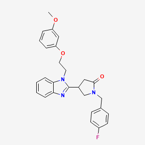 molecular formula C27H26FN3O3 B2460527 1-(4-fluorobenzyl)-4-{1-[2-(3-methoxyphenoxy)ethyl]-1H-benzimidazol-2-yl}pyrrolidin-2-one CAS No. 912890-26-7