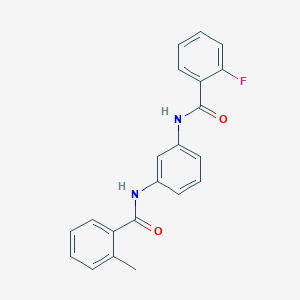 molecular formula C21H17FN2O2 B246056 N-{3-[(2-fluorobenzoyl)amino]phenyl}-2-methylbenzamide 