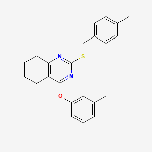 molecular formula C24H26N2OS B2460562 4-(3,5-Dimetilfenoxi)-2-[(4-metilbencil)sulfanil]-5,6,7,8-tetrahidroquinazolina CAS No. 672951-70-1