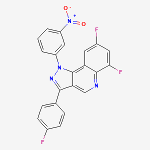 molecular formula C22H11F3N4O2 B2460565 6,8-difluoro-3-(4-fluorophenyl)-1-(3-nitrophenyl)-1H-pyrazolo[4,3-c]quinoline CAS No. 901247-85-6
