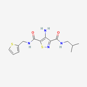 molecular formula C14H18N4O2S2 B2460569 4-amino-N~3~-isobutyl-N~5~-(2-thienylmethyl)isothiazole-3,5-dicarboxamide CAS No. 1326891-76-2
