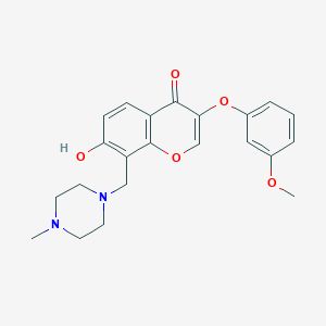 molecular formula C22H24N2O5 B2460584 7-羟基-3-(3-甲氧基苯氧基)-8-[(4-甲基哌嗪-1-基)甲基]色满-4-酮 CAS No. 845660-86-8