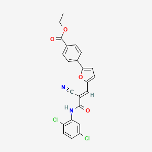 molecular formula C23H16Cl2N2O4 B2460585 ethyl 4-[5-[(E)-2-cyano-3-(2,5-dichloroanilino)-3-oxoprop-1-enyl]furan-2-yl]benzoate CAS No. 344952-39-2