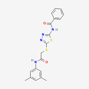 molecular formula C19H18N4O2S2 B2460598 N-(5-((2-((3,5-dimethylphenyl)amino)-2-oxoethyl)thio)-1,3,4-thiadiazol-2-yl)benzamide CAS No. 392296-24-1
