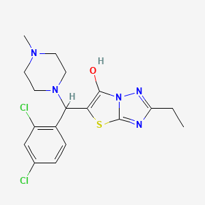 molecular formula C18H21Cl2N5OS B2460604 5-((2,4-Dichlorophenyl)(4-methylpiperazin-1-yl)methyl)-2-ethylthiazolo[3,2-b][1,2,4]triazol-6-ol CAS No. 898346-62-8