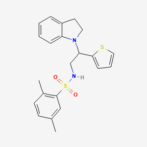 molecular formula C22H24N2O2S2 B2460608 N-(2-(indolin-1-yl)-2-(thiophen-2-yl)ethyl)-2,5-dimethylbenzenesulfonamide CAS No. 898423-99-9