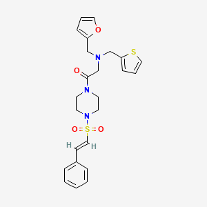 molecular formula C24H27N3O4S2 B2460609 2-[furan-2-ylmethyl(thiophen-2-ylmethyl)amino]-1-[4-[(E)-2-phenylethenyl]sulfonylpiperazin-1-yl]ethanone CAS No. 925410-65-7