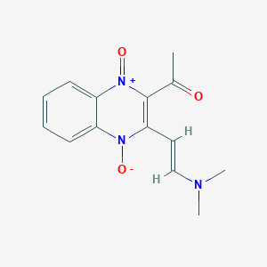 molecular formula C14H15N3O3 B2460620 2-acetyl-3-[(E)-2-(dimethylamino)ethenyl]quinoxaline-1,4-diium-1,4-bis(olate) CAS No. 338422-82-5