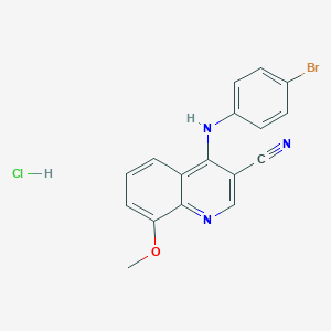 molecular formula C17H13BrClN3O B2460621 4-((4-Bromophenyl)amino)-8-methoxyquinoline-3-carbonitrile hydrochloride CAS No. 1331270-18-8