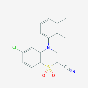 molecular formula C17H13ClN2O2S B2460624 6-chloro-4-(2,3-dimethylphenyl)-4H-benzo[b][1,4]thiazine-2-carbonitrile 1,1-dioxide CAS No. 1226437-81-5