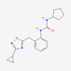 molecular formula C18H22N4O2 B2460637 1-Cyclopentyl-3-(2-((3-cyclopropyl-1,2,4-oxadiazol-5-yl)methyl)phenyl)urea CAS No. 1797751-02-0