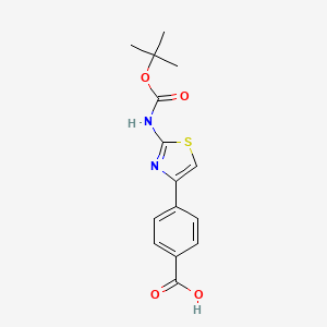 molecular formula C15H16N2O4S B2460638 4-[2-[(2-Methylpropan-2-yl)oxycarbonylamino]-1,3-thiazol-4-yl]benzoic acid CAS No. 2254801-56-2