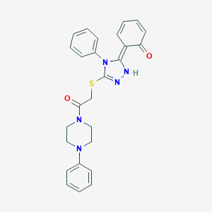 molecular formula C26H25N5O2S B246064 (6Z)-6-[3-[2-oxo-2-(4-phenylpiperazin-1-yl)ethyl]sulfanyl-4-phenyl-1H-1,2,4-triazol-5-ylidene]cyclohexa-2,4-dien-1-one 