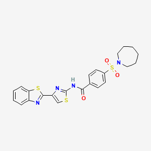 molecular formula C23H22N4O3S3 B2460655 4-(azepan-1-ylsulfonyl)-N-(4-(benzo[d]thiazol-2-yl)thiazol-2-yl)benzamide CAS No. 361172-92-1