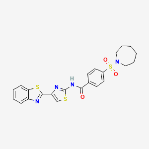 molecular formula C23H22N4O3S3 B2460655 4-(アゼパン-1-イルスルホニル)-N-(4-(ベンゾ[d]チアゾール-2-イル)チアゾール-2-イル)ベンザミド CAS No. 361172-92-1